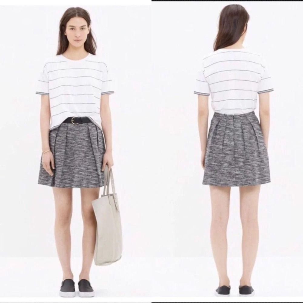 NWT Madewell Countdown Heathered Gray Pleated School Girl Casual Twee Skirt SZ 0